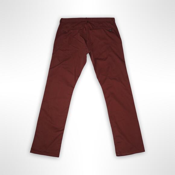 RVCA Men's Chino Pants Burgundy Maroon 38x32 Straight Slim Fit Flat Front - Picture 2 of 6